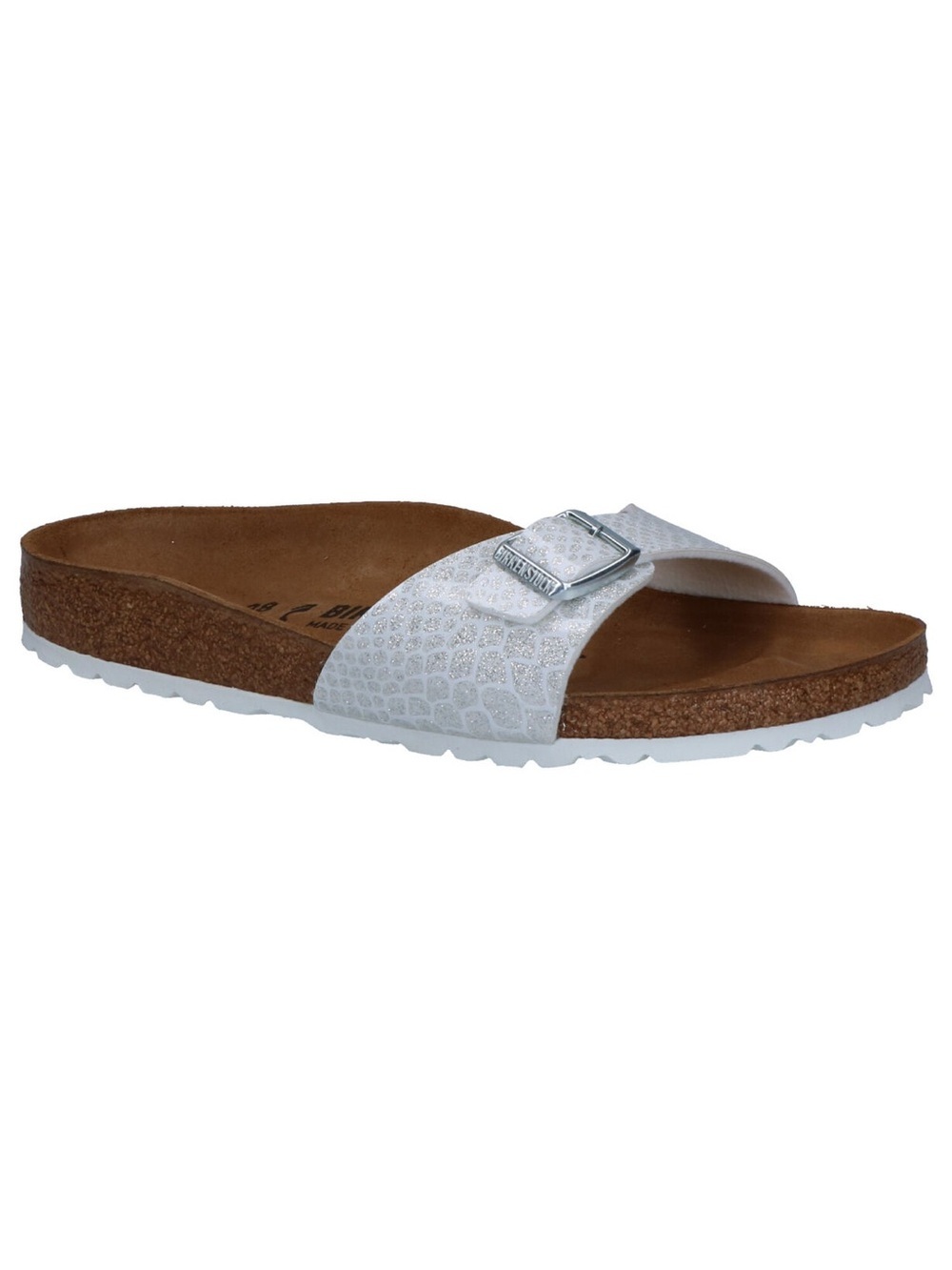 Birkenstock White Single Band Buckle Madrid Slide Sandals Snake Print Boho 41